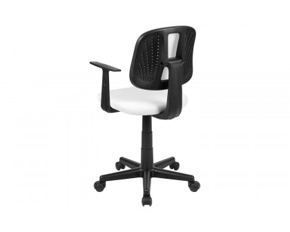 BLNK Flash Fundamentals Mid-Back Mesh Swivel Task Office Chair with Pivot Back - White, with Arms