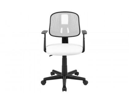 BLNK Flash Fundamentals Mid-Back Mesh Swivel Task Office Chair with Pivot Back - White, with Arms