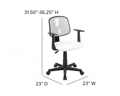 BLNK Flash Fundamentals Mid-Back Mesh Swivel Task Office Chair with Pivot Back - White, with Arms