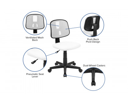 BLNK Flash Fundamentals Mid-Back Mesh Swivel Task Office Chair with Pivot Back - White