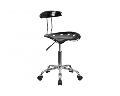 BLNK Elliott Vibrant Chrome Swivel Task Office Chair with Tractor Seat - Black