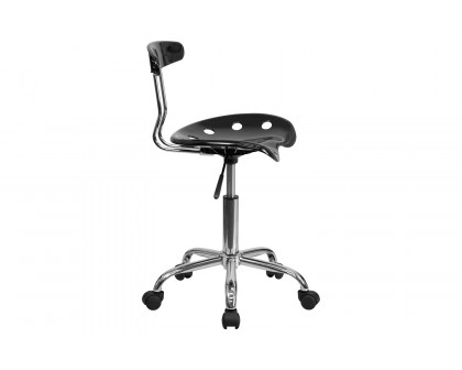 BLNK Elliott Vibrant Chrome Swivel Task Office Chair with Tractor Seat - Black