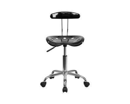 BLNK Elliott Vibrant Chrome Swivel Task Office Chair with Tractor Seat - Black