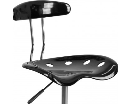 BLNK Elliott Vibrant Chrome Swivel Task Office Chair with Tractor Seat - Black