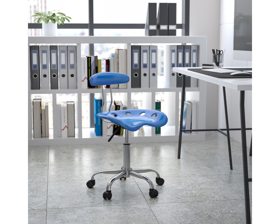 BLNK Elliott Vibrant Chrome Swivel Task Office Chair with Tractor Seat - Bright Blue