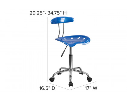 BLNK Elliott Vibrant Chrome Swivel Task Office Chair with Tractor Seat - Bright Blue