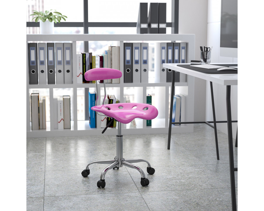 BLNK Elliott Vibrant Chrome Swivel Task Office Chair with Tractor Seat - Candy Heart