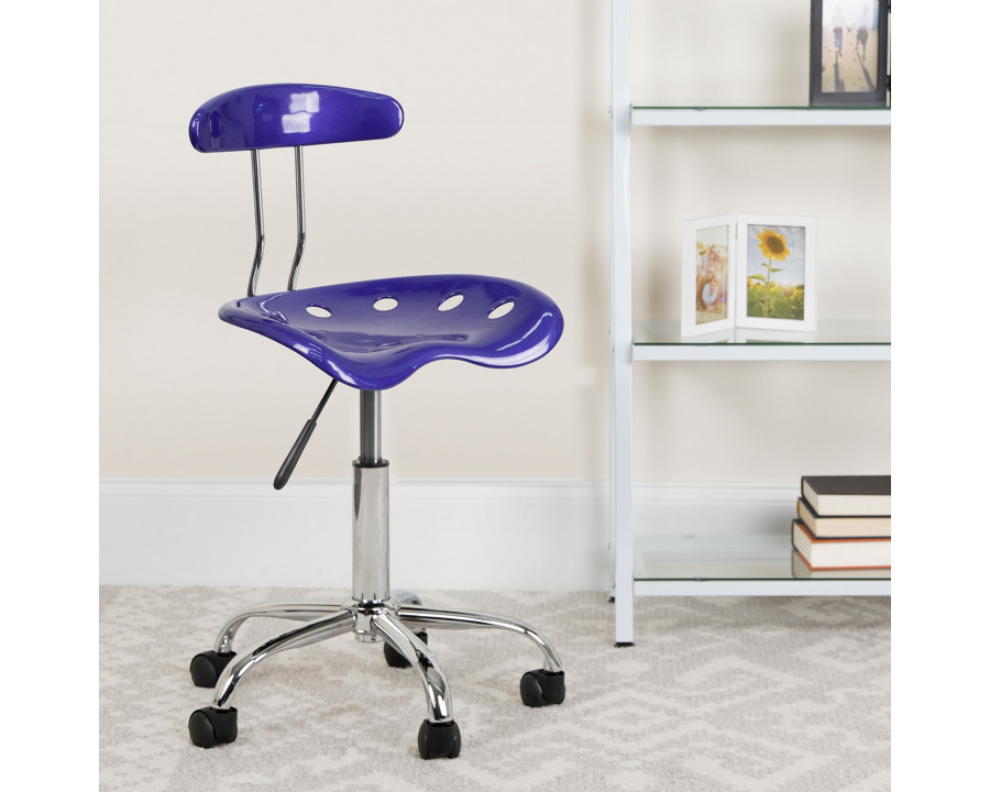 BLNK Elliott Vibrant Chrome Swivel Task Office Chair with Tractor Seat - Deep Blue