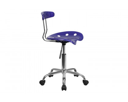 BLNK Elliott Vibrant Chrome Swivel Task Office Chair with Tractor Seat - Deep Blue