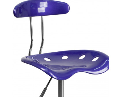 BLNK Elliott Vibrant Chrome Swivel Task Office Chair with Tractor Seat - Deep Blue