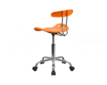 BLNK Elliott Vibrant Chrome Swivel Task Office Chair with Tractor Seat - Orange