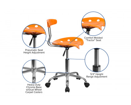 BLNK Elliott Vibrant Chrome Swivel Task Office Chair with Tractor Seat - Orange