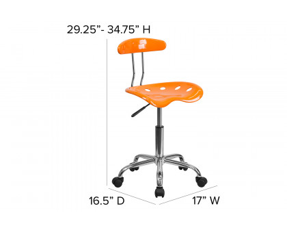 BLNK Elliott Vibrant Chrome Swivel Task Office Chair with Tractor Seat - Orange