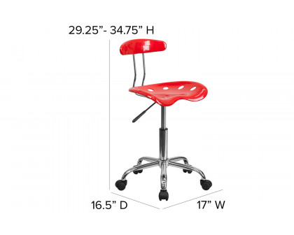 BLNK Elliott Vibrant Chrome Swivel Task Office Chair with Tractor Seat - Red