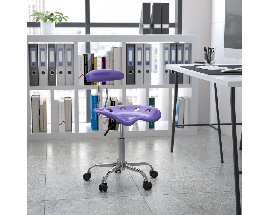 BLNK Elliott Vibrant Chrome Swivel Task Office Chair with Tractor Seat - Violet