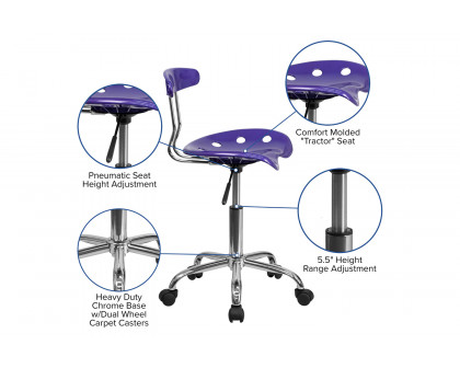 BLNK Elliott Vibrant Chrome Swivel Task Office Chair with Tractor Seat - Violet