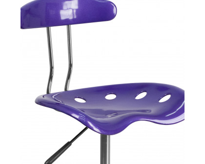 BLNK Elliott Vibrant Chrome Swivel Task Office Chair with Tractor Seat - Violet