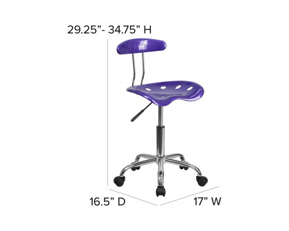 BLNK Elliott Vibrant Chrome Swivel Task Office Chair with Tractor Seat - Violet