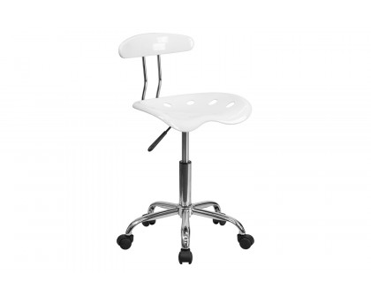 BLNK Elliott Vibrant Chrome Swivel Task Office Chair with Tractor Seat - White