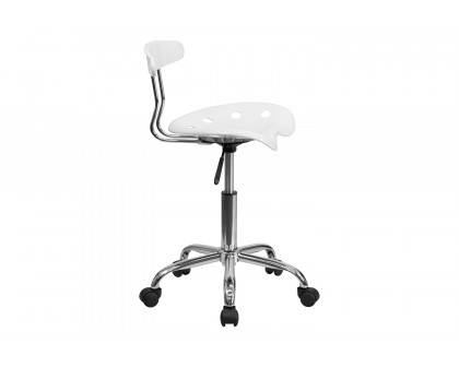 BLNK Elliott Vibrant Chrome Swivel Task Office Chair with Tractor Seat - White