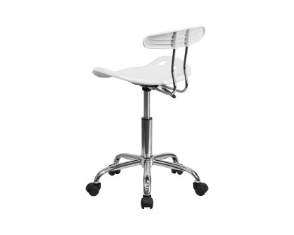 BLNK Elliott Vibrant Chrome Swivel Task Office Chair with Tractor Seat - White