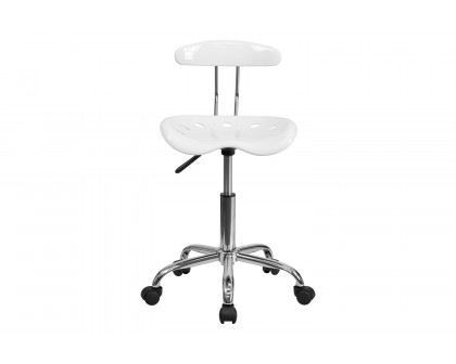 BLNK Elliott Vibrant Chrome Swivel Task Office Chair with Tractor Seat - White