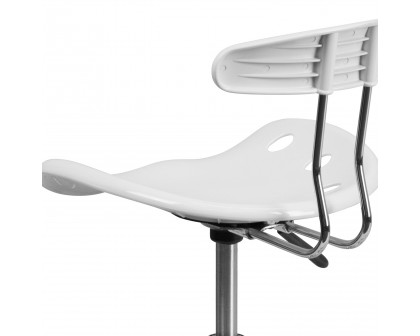 BLNK Elliott Vibrant Chrome Swivel Task Office Chair with Tractor Seat - White