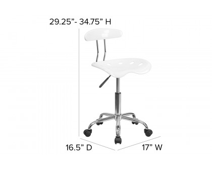 BLNK Elliott Vibrant Chrome Swivel Task Office Chair with Tractor Seat - White