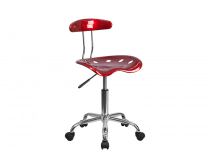 BLNK Elliott Vibrant Chrome Swivel Task Office Chair with Tractor Seat - Wine Red