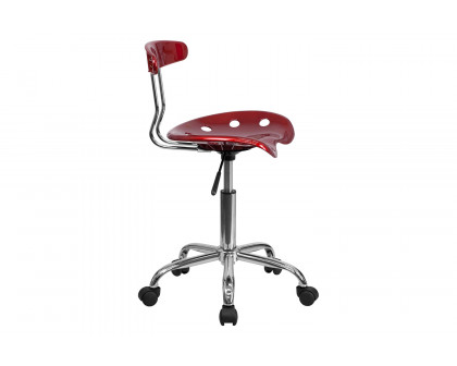 BLNK Elliott Vibrant Chrome Swivel Task Office Chair with Tractor Seat - Wine Red