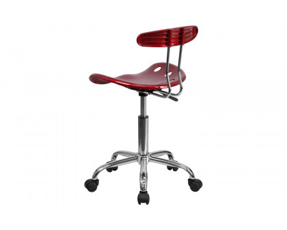 BLNK Elliott Vibrant Chrome Swivel Task Office Chair with Tractor Seat - Wine Red