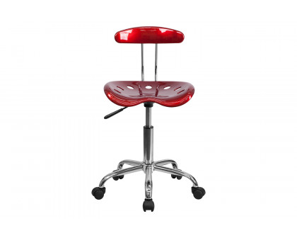 BLNK Elliott Vibrant Chrome Swivel Task Office Chair with Tractor Seat - Wine Red