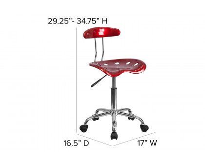 BLNK Elliott Vibrant Chrome Swivel Task Office Chair with Tractor Seat - Wine Red