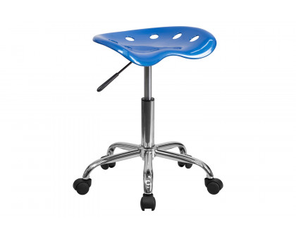 BLNK Taylor Vibrant Chrome Stool with Tractor Seat - Bright Blue