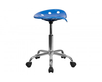 BLNK Taylor Vibrant Chrome Stool with Tractor Seat - Bright Blue