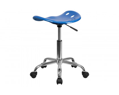 BLNK Taylor Vibrant Chrome Stool with Tractor Seat - Bright Blue