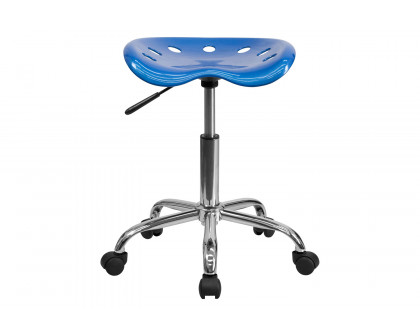 BLNK Taylor Vibrant Chrome Stool with Tractor Seat - Bright Blue