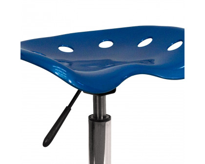 BLNK Taylor Vibrant Chrome Stool with Tractor Seat - Bright Blue