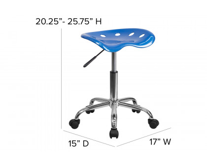 BLNK Taylor Vibrant Chrome Stool with Tractor Seat - Bright Blue