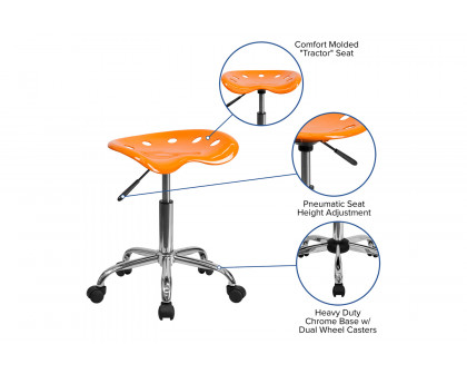 BLNK Taylor Vibrant Chrome Stool with Tractor Seat - Orange