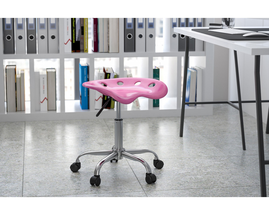 BLNK Taylor Vibrant Chrome Stool with Tractor Seat - Pink