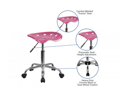 BLNK Taylor Vibrant Chrome Stool with Tractor Seat - Pink