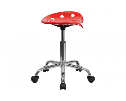 BLNK Taylor Vibrant Chrome Stool with Tractor Seat - Red