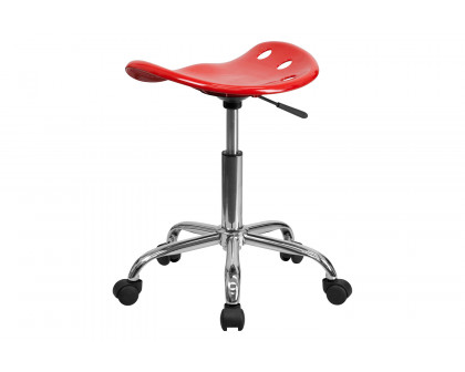 BLNK Taylor Vibrant Chrome Stool with Tractor Seat - Red