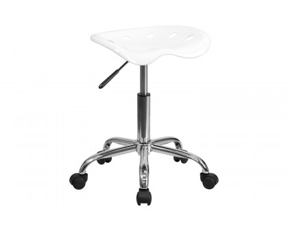 BLNK Taylor Vibrant Chrome Stool with Tractor Seat - White