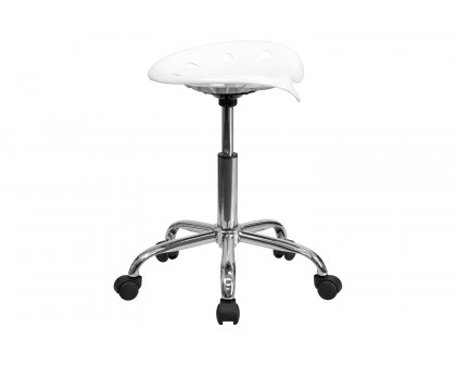 BLNK Taylor Vibrant Chrome Stool with Tractor Seat - White