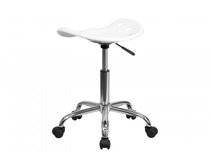 BLNK Taylor Vibrant Chrome Stool with Tractor Seat - White