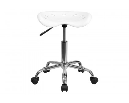 BLNK Taylor Vibrant Chrome Stool with Tractor Seat - White