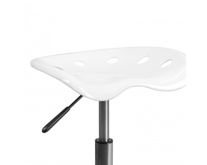 BLNK Taylor Vibrant Chrome Stool with Tractor Seat - White