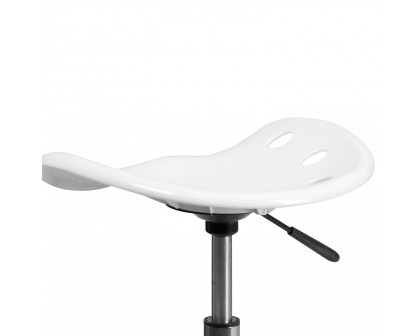 BLNK Taylor Vibrant Chrome Stool with Tractor Seat - White